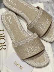 Uubags Dior Dentelle Slides Embroidered Cotton Dior Oblique Beige Trianon And White Lace - 2