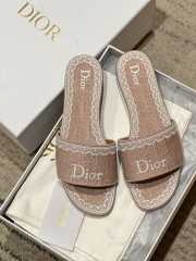 Uubags Dior Dentelle Slides Embroidered Cotton Dior Oblique Pink Trianon And White Lace - 1
