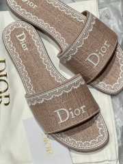 Uubags Dior Dentelle Slides Embroidered Cotton Dior Oblique Pink Trianon And White Lace - 2