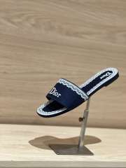 Uubags Dior Dentelle Slides Embroidered Cotton Dior Oblique Dark Blue Trianon And White Lace - 6
