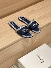 Uubags Dior Dentelle Slides Embroidered Cotton Dior Oblique Dark Blue Trianon And White Lace - 5