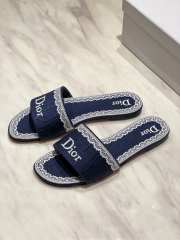 Uubags Dior Dentelle Slides Embroidered Cotton Dior Oblique Dark Blue Trianon And White Lace - 2