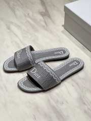 Uubags Dior Dentelle Slides Embroidered Cotton Dior Oblique Grey Trianon And White Lace - 4