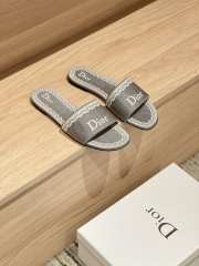 Uubags Dior Dentelle Slides Embroidered Cotton Dior Oblique Grey Trianon And White Lace - 2