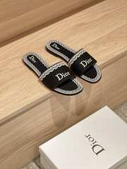 Uubags Dior Dentelle Slides Embroidered Cotton Dior Oblique Black Trianon And White Lace - 6