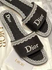 Uubags Dior Dentelle Slides Embroidered Cotton Dior Oblique Black Trianon And White Lace - 3