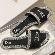 Uubags Dior Dentelle Slides Embroidered Cotton Dior Oblique Black Trianon And White Lace - 5