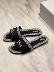 Uubags Dior Dentelle Slides Embroidered Cotton Dior Oblique Black Trianon And White Lace - 2