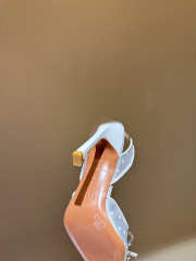 Uubags Amina Muaddi Gilda Crystal Bow Polka-Dot Mesh Slingback Pumps In White 10cm - 6