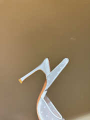 Uubags Amina Muaddi Gilda Crystal Bow Polka-Dot Mesh Slingback Pumps In White 10cm - 2