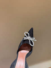 Uubags Amina Muaddi Gilda Crystal Bow Polka-Dot Mesh Slingback Pumps In Black 10cm - 5