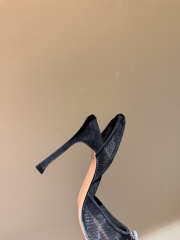 Uubags Amina Muaddi Gilda Crystal Bow Polka-Dot Mesh Slingback Pumps In Black 10cm - 4