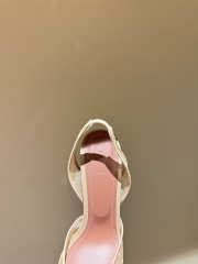 Uubags Amina Muaddi Gilda Crystal Bow Polka-Dot Mesh Slingback Pumps In Beige 10cm - 6