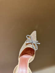 Uubags Amina Muaddi Gilda Crystal Bow Polka-Dot Mesh Slingback Pumps In Beige 10cm - 3