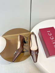 Uubags Gucci Vittoria pump in brown leather 6cm - 2