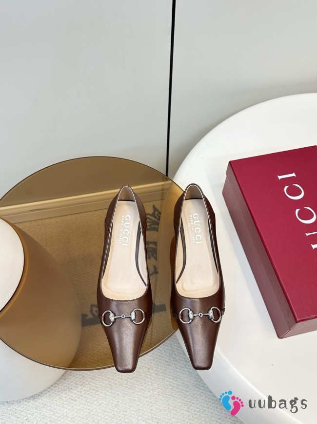 Uubags Gucci Vittoria pump in brown leather 6cm - 1