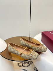 Uubags Gucci Horsebit ballet flat in beige and dark brown Original GG canvas - 1