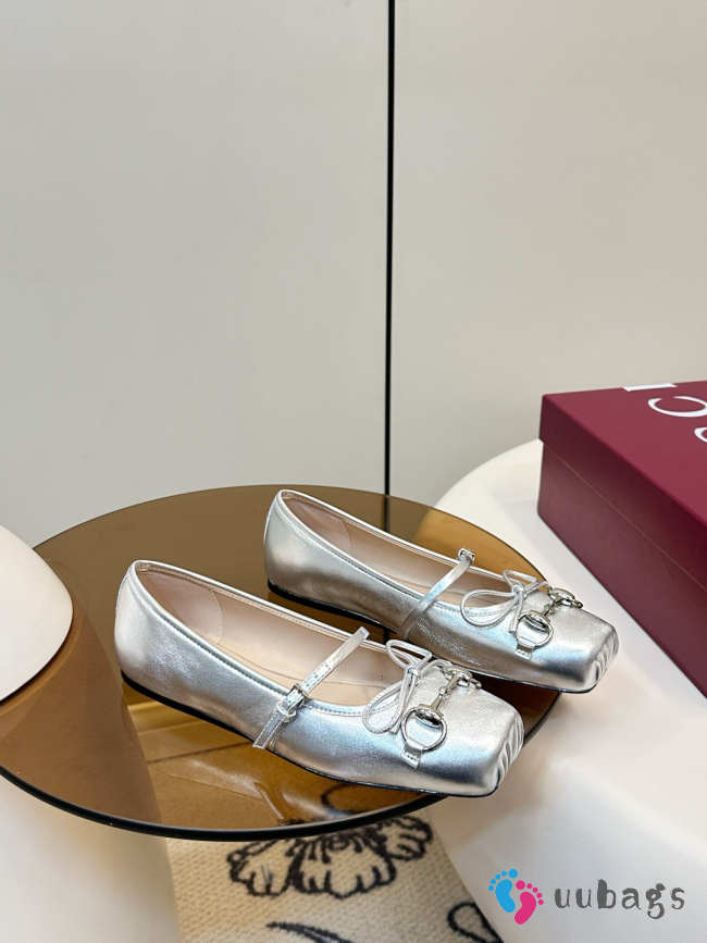 Uubags Gucci Horsebit ballet flat in silver metallic  - 1