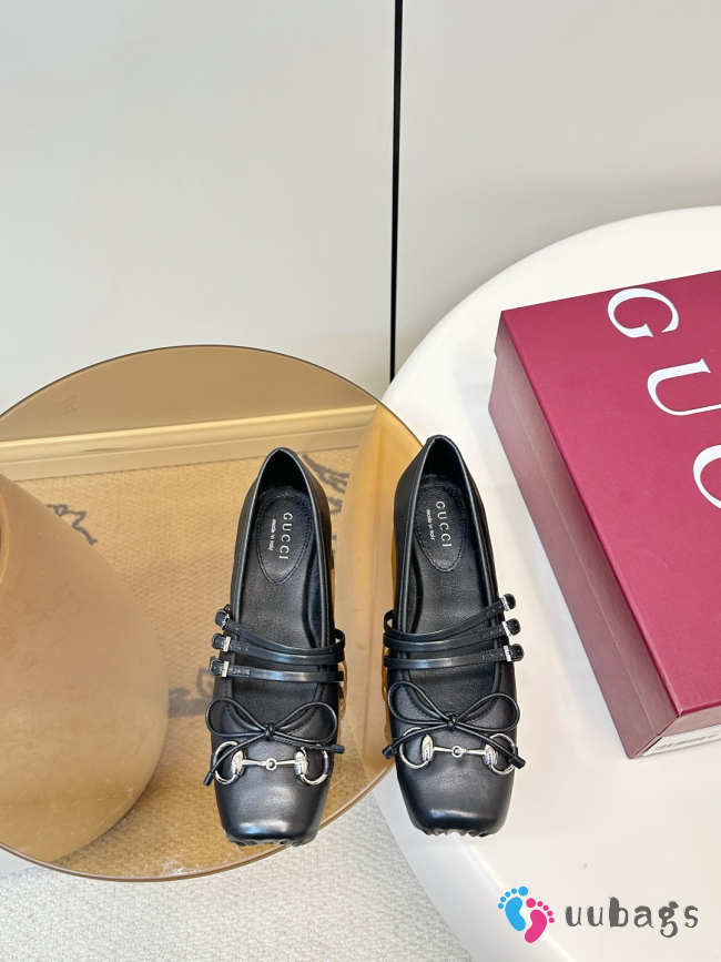 Uubags Gucci Horsebit ballet flat in black leather - 1