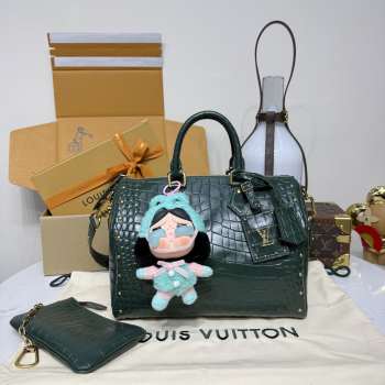 Uubags Louis Vuitton N89779 Speedy P9 Bandoulière 30 Bag Matte Crocodile Leather In Cardamom Green 32x22.5x18cm