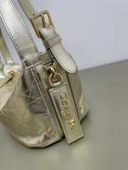 Uubags Dior Medium D-Journey Bag in Crinkled Calfskin Metallic Gold-Tone Flat Macrocannage 33x16x15cm - 5