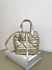 Uubags Dior Small Toujours Bag Metallic Gold-Tone Macrocannage Calfskin 18.5x18.5x12cm - 1
