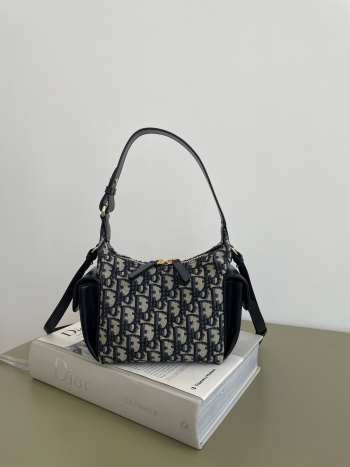 Uubags Dior Mini D-Dream Bag Blue Dior Oblique Jacquard and Smooth Calfskin 15x8x16cm