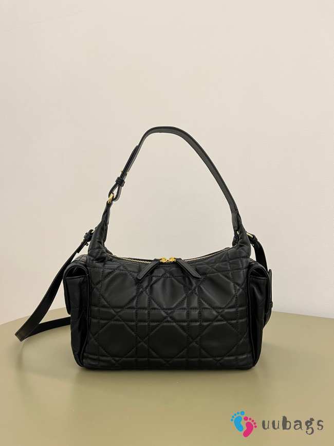 Uubags Dior Small D-Dream Bag Black Macrocannage Lambskin 22x10x16cm - 1