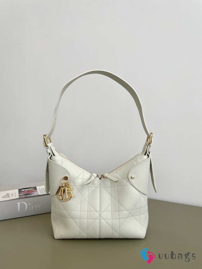 Uubags Small Dior Voyage Bag Latte Flat Macrocannage Grained Calfskin 22x9.5x15cm - 1