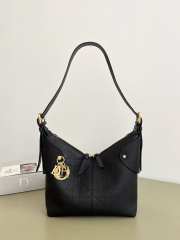 Uubags Small Dior Voyage Bag Black Flat Macrocannage Grained Calfskin 22x9.5x15cm - 1