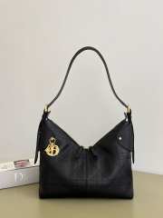 Uubags Medium Dior Voyage Bag Black Flat Macrocannage Grained Calfskin 28x12x18cm - 1