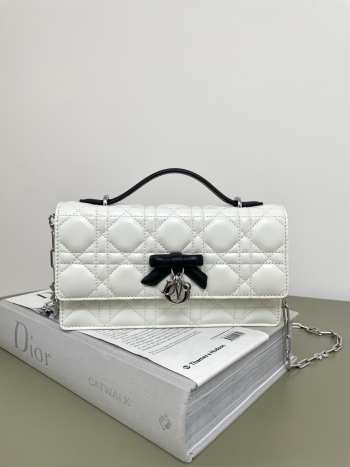 Uubags My Dior Mini Bag Two-Tone Latte and Black Cannage Lambskin 21x11.5x4.5cm