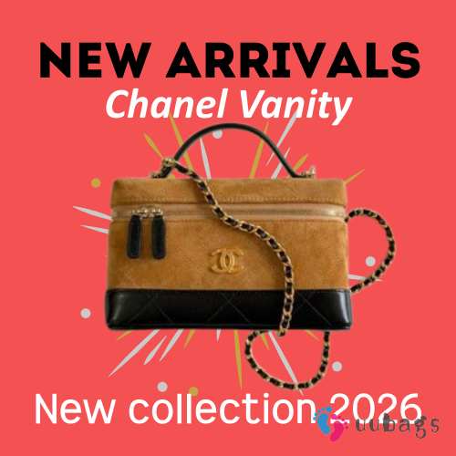 New Arrivals 2026 Chanel Vanity with chain calf suede, glossy lambskin & gold-tone metal in brown & black 17x19.5x5cm - 1