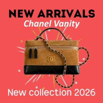 New Arrivals 2026 Chanel Vanity with chain calf suede, glossy lambskin & gold-tone metal in brown & black 17x19.5x5cm