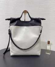 Uubags Loewe Flamenco purse tote in mellow nappa lambskin light ghost/black 38x29x9cm - 4