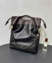 Uubags Loewe Flamenco purse tote in mellow nappa lambskin black/dark chestnut 38x29x9cm - 4