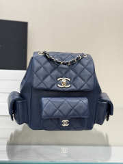 Uubags Chanel Backpack Grained Shiny Calfskin & Gold-Tone Metal Coral Navy Blue 21.5x19.5x12cm - 6