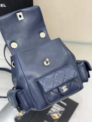 Uubags Chanel Backpack Grained Shiny Calfskin & Gold-Tone Metal Coral Navy Blue 21.5x19.5x12cm - 5