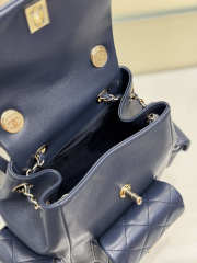 Uubags Chanel Backpack Grained Shiny Calfskin & Gold-Tone Metal Coral Navy Blue 21.5x19.5x12cm - 3