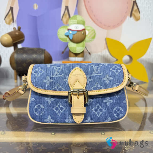 Uubags Louis Vuitton M27700 Diane Nano Bag Blue Denim Fabric 19x10.5x6cm - 1