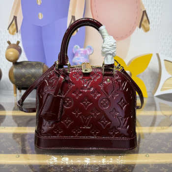 Uubags Louis Vuitton M13169 Alma BB Bag In Burgundy Varnished Epi Cowhide Leather 23,5x17,5x11,5cm