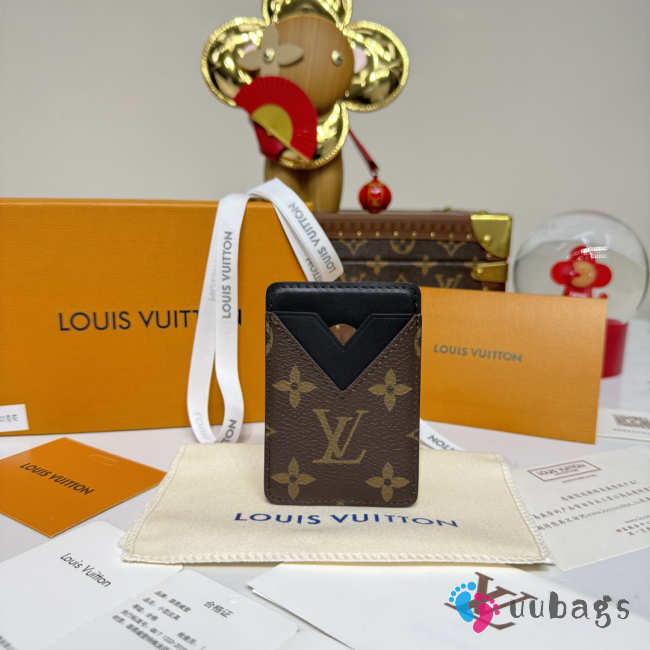 Uubags Louis Vuitton M13185 Porte-Carte Magnet Card Holder Black/Brown 6.5x9.5x0.5cm - 1
