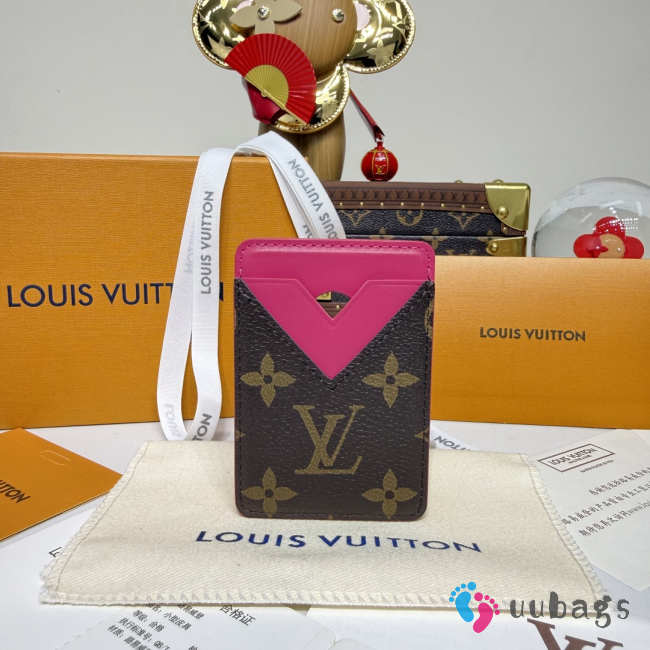 Uubags Louis Vuitton M12855 Porte-Carte Magnet Card Holder Pondichery Pink 6.5x9.5x0.5cm - 1