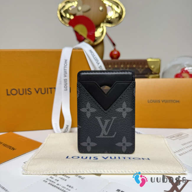 Uubags Louis Vuitton M13185 Porte-Carte Magnet Card Holder Black Monogram 6.5x9.5x0.5cm - 1