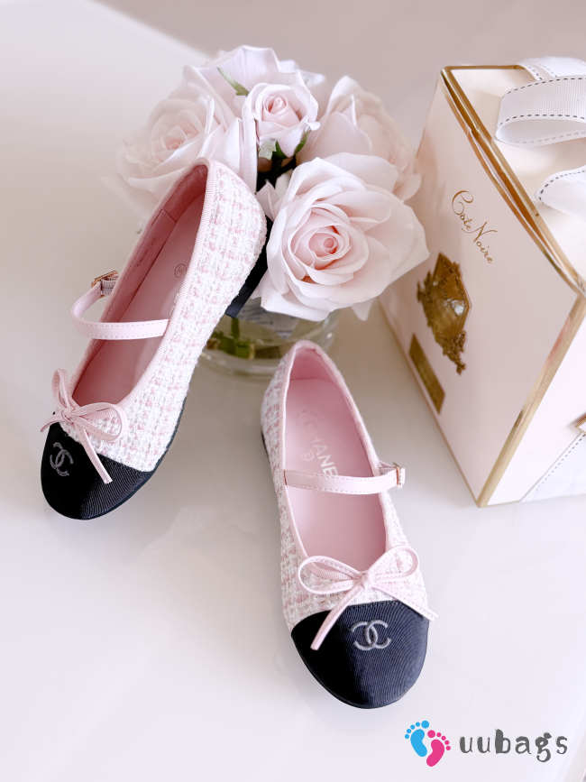 Uubags Chanel ballet flats tweed & grosgrain, pink, black & white - 1