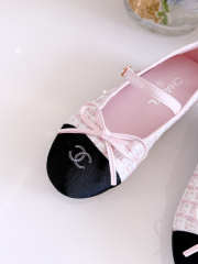 Uubags Chanel ballet flats tweed & grosgrain, pink, black & white - 4