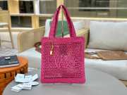 Uubags Chloe Summer Banana tote bag in fuchsia rose raffia 33x37x2cm - 1