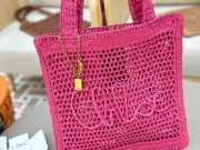 Uubags Chloe Summer Banana tote bag in fuchsia rose raffia 33x37x2cm - 3