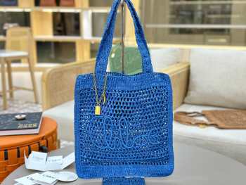 Uubags Chloe Summer Banana tote bag in stormy sea raffia 33x37x2cm