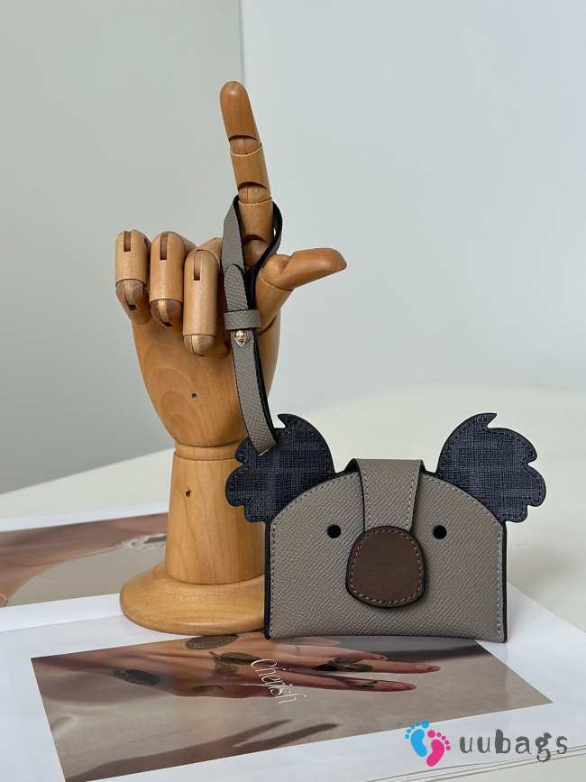 Uubags Fendi Best Friends Forever Card Case Dove grey leather and grey FF fabric card holder - 1